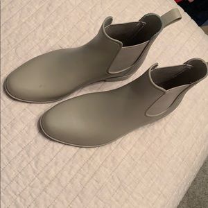 Grey rain boots